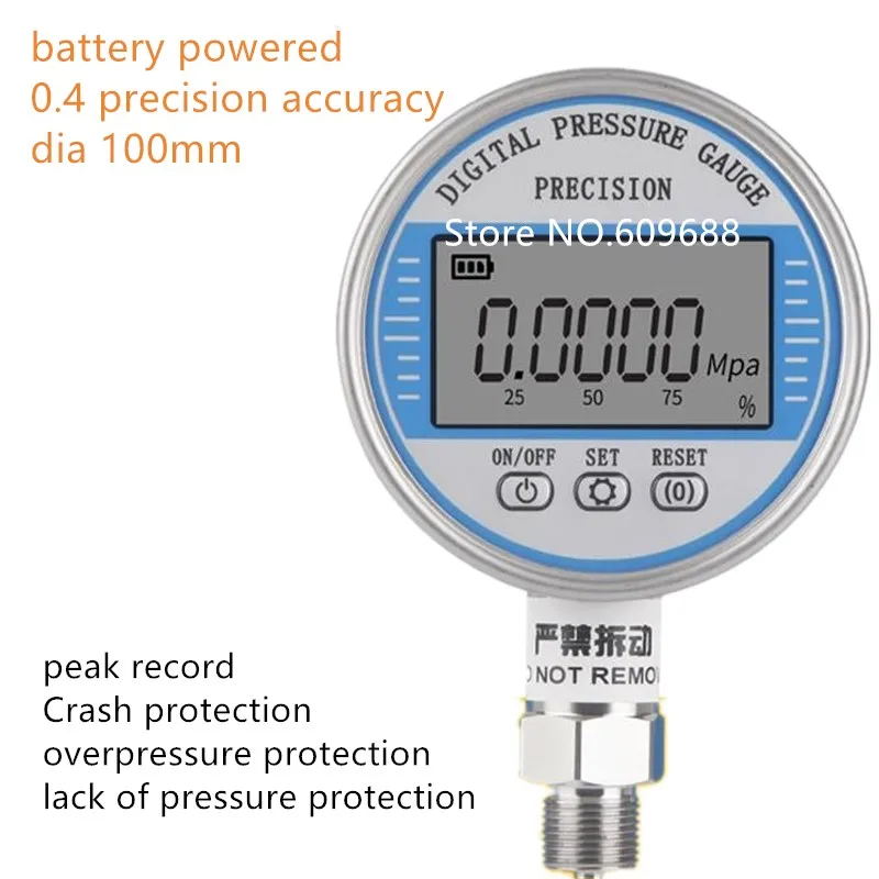 100mm 0.4 Precision Accuracy Stainless Steel Intelligent Digital Display Pressure Gauge Seismic Precision Water Pressure