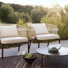 Simple design comfortable outdoor furniture big hand woven rope garden furniture