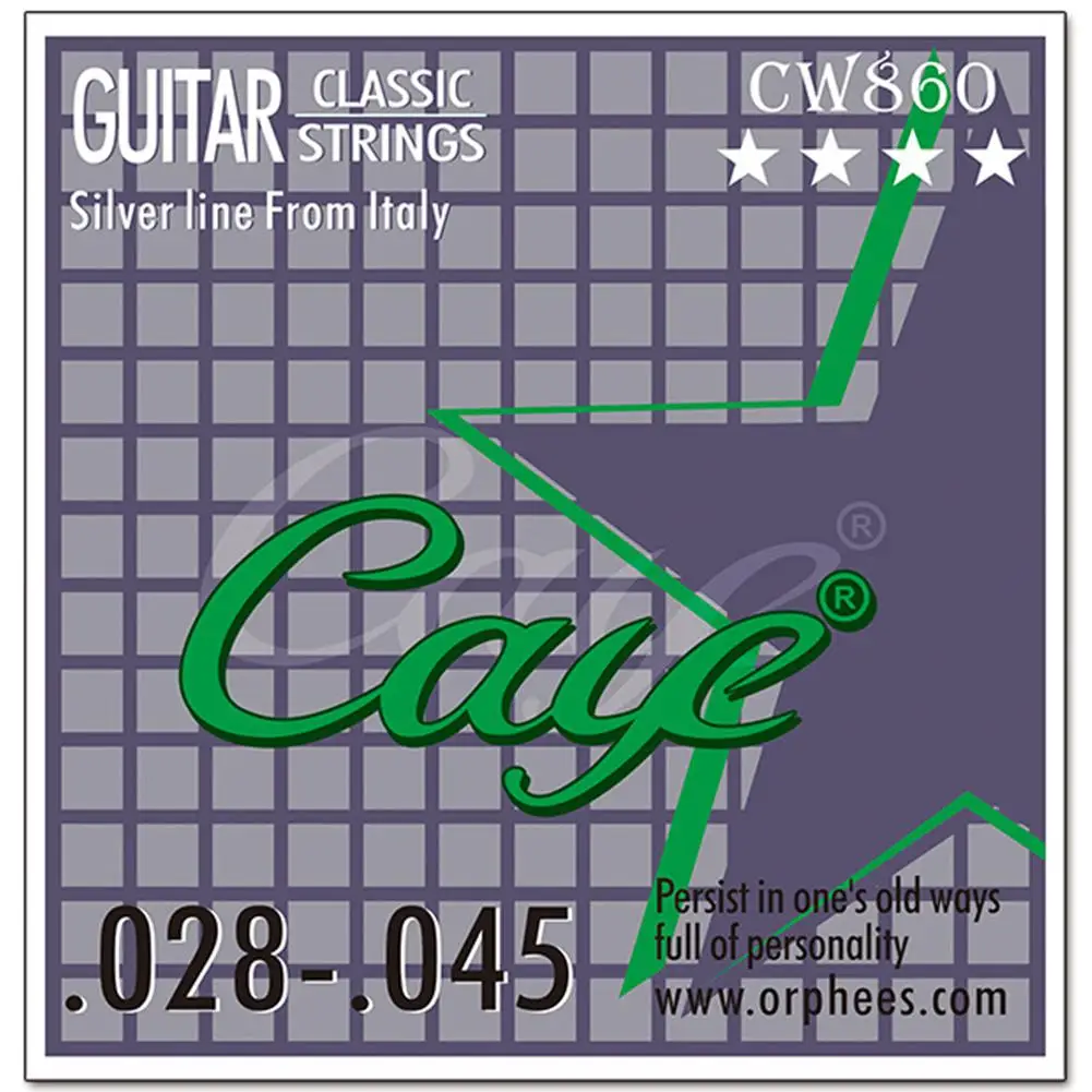 CAYE 6 шт./компл. классической гитары ясно нейлоновыми струнами посеребренный Нормальное напряжение ra строки гитары Части Аксессуары
