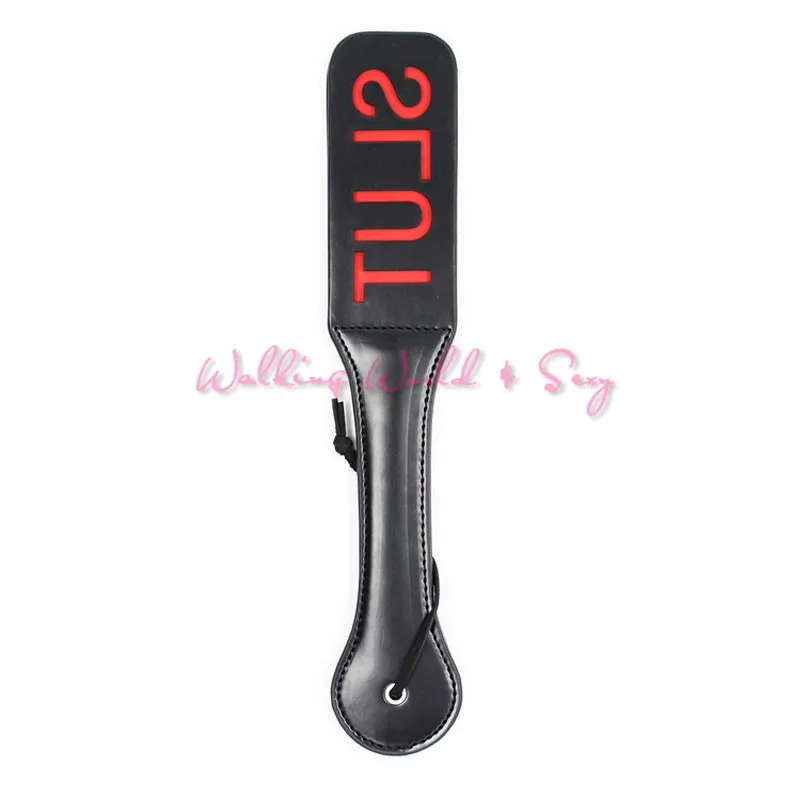 Adult Game Double Layers Leather Paddle With Word SLUT Sex Toys For Couples Fetish Slave Paddle Spanking Flogger Sex Products (3)