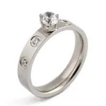 316L Sliver/Rose Stailness Steel Ring Pave Beautiful Clear Crystal Ring Wedding For Girls
