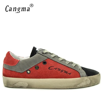 

CANGMA Casual Shoes Brand Sneakers Men Red And Black Man Shoes Male Suede Moccasin Footwear Young Adult Breathable Shoes