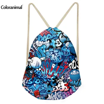 

Coloranimal 2018 Cool Stylish Men Drawstring Bags 3D Blue Letter Printing Mochilas Backpack for Teenager Girls Male Trave Bags