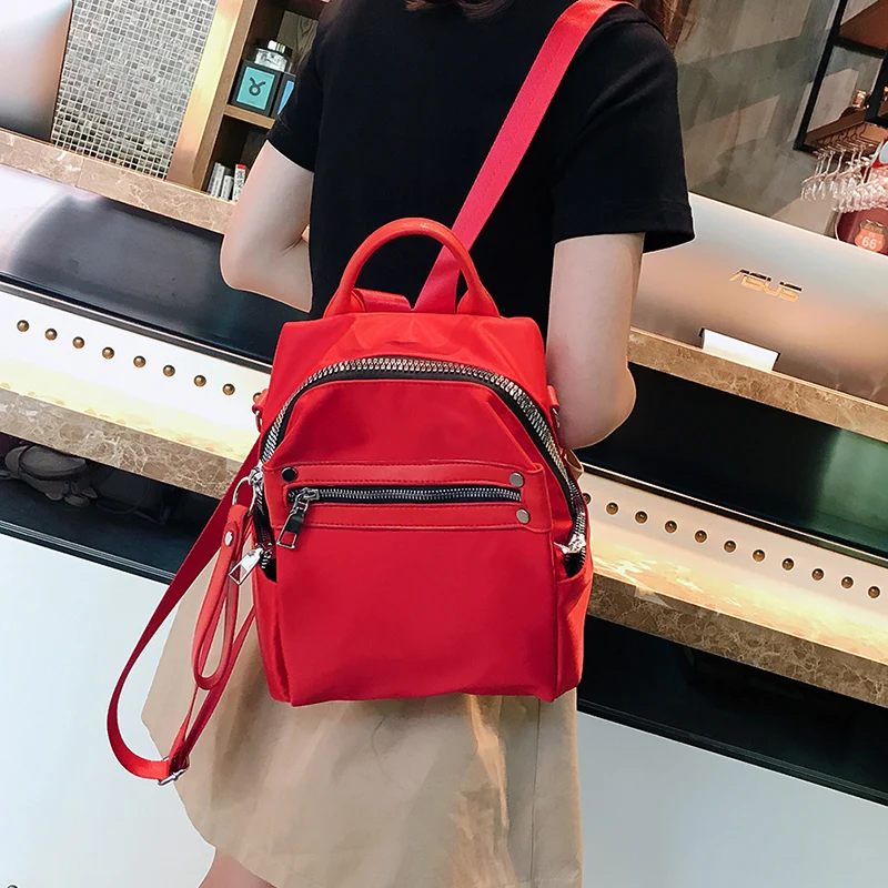 Модный нейлоновый женский красный рюкзак, женский рюкзак для отдыха и путешествий, рюкзаки для девочек-подростков, крутая школьная сумка контрастного цвета в консервативном стиле