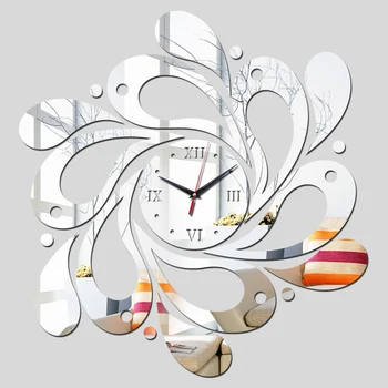 

2015 free reloj de pared clocks shipping new real rushed clock watch home decoration Wall Stickers Mirror Acrylic Living Room
