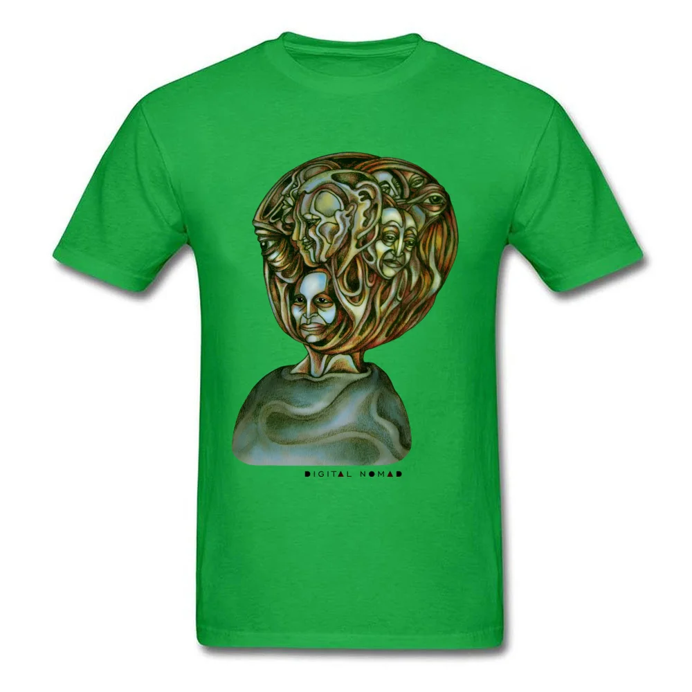 Прочный Шарм Дизайн искусства Мужская Спортивная футболка странные вещи футболка лица печатных Спортивная футболка - Цвет: Green