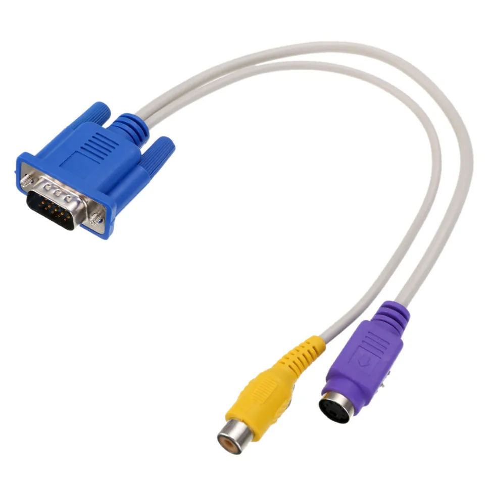 YKSO VGA Cable 15 Pin VGA Male to TV S-VideoRCA Female AV OUT Adapter Cable Audio Video Cable Composite HD TV VGA Cable (4)
