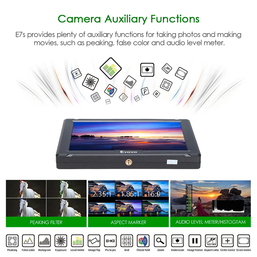 E7S " дюймов 1920x1200 ips HD ЖК-камера видеомонитор дисплей 4 к HDMI вход петля выход для Canon Nikon DSLR BMPCC 5DIV