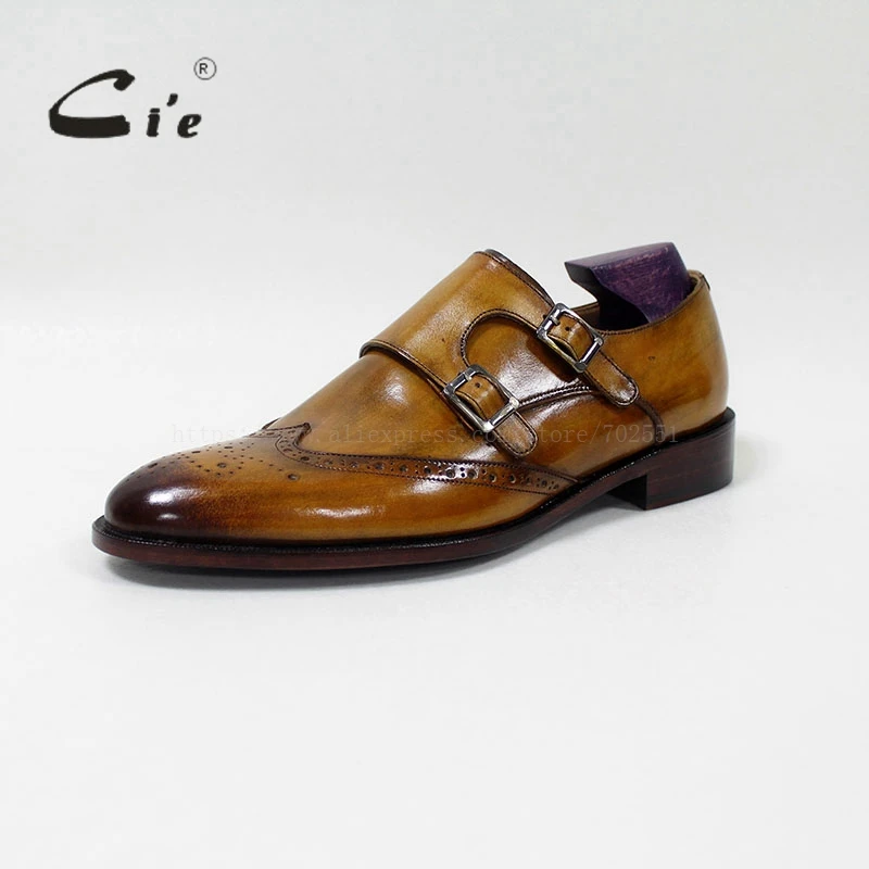 Cie Wingtips медальон ручной работы мужская обувь из телячьей кожи с двумя ремешками