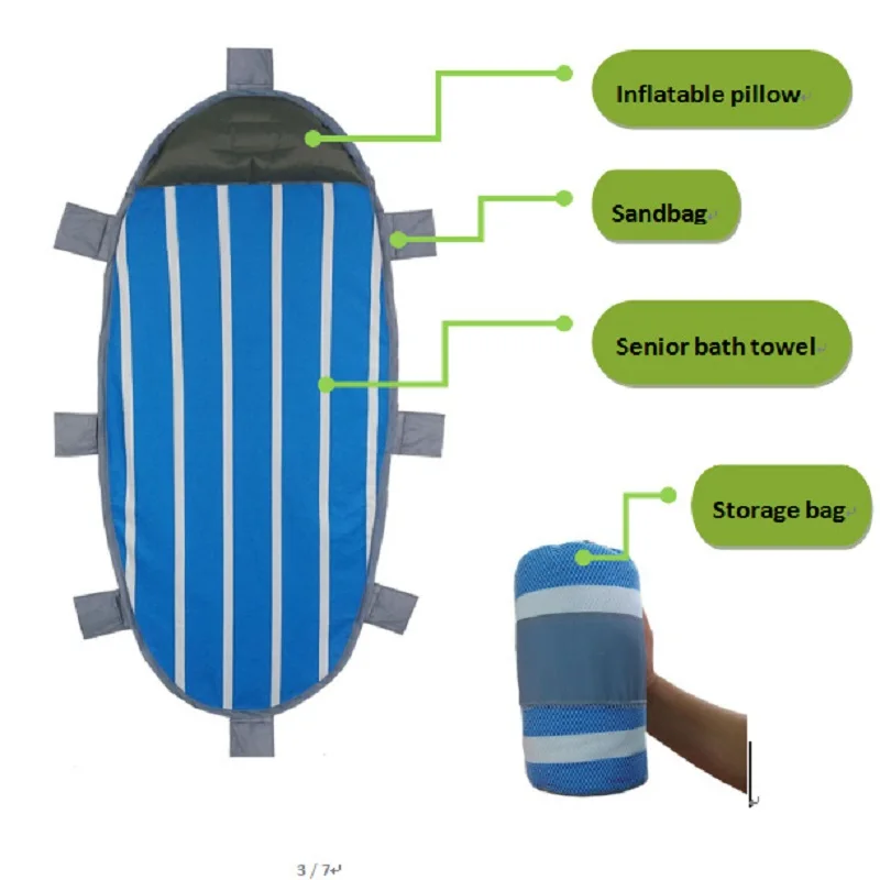 Уличный пляжный коврик для кемпинга, пикника, легкий песочный коврик, пляжный коврик для сна с надувной подушкой для путешествий и пеших прогулок