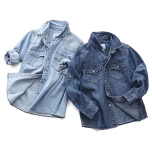 Crianças de moda Camisas Casual Manga Comprida Denim Shirt do Menino Crianças Grandes Roupas para Meninos Tops 3-15Y BC191