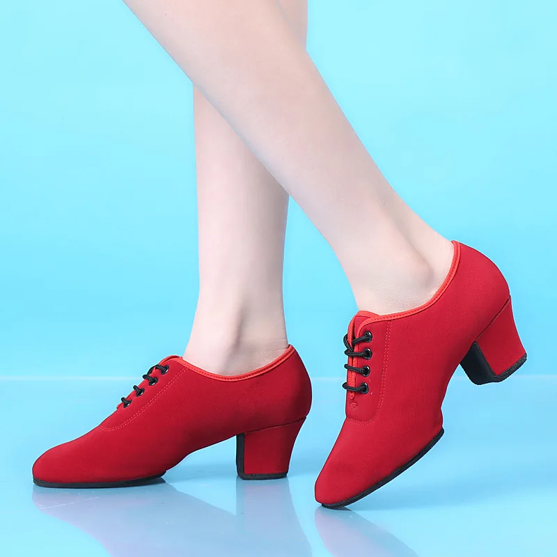 

Soft Bottom Shoes Woman Dance Female Teachers Dance Shoes Sports Cloth Leather Shoes Oxford Sailors Modern Lady Shoes