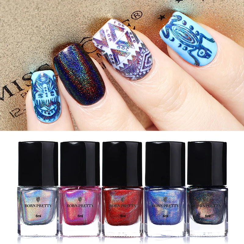 

BORN PRETTY Holographic Stamping Polish Colorful Nail Art Plate Printing Polish Lacquer 6ml