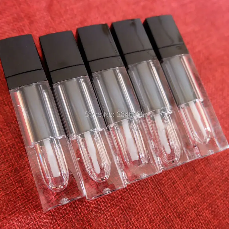 

6ML 40pcs/lot DIY Clear Lip Gloss Tube, Empty Black Lip Gloss Packaging Bottle, Square Shape Lip Blam Tube, Cosmetic Container
