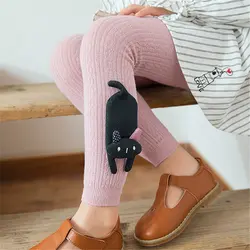 Весна Детские леггинсы мультфильм статуэтки котов личности милые Сапоги выше колена брюки обтягивающие штаны носки-подколенки для