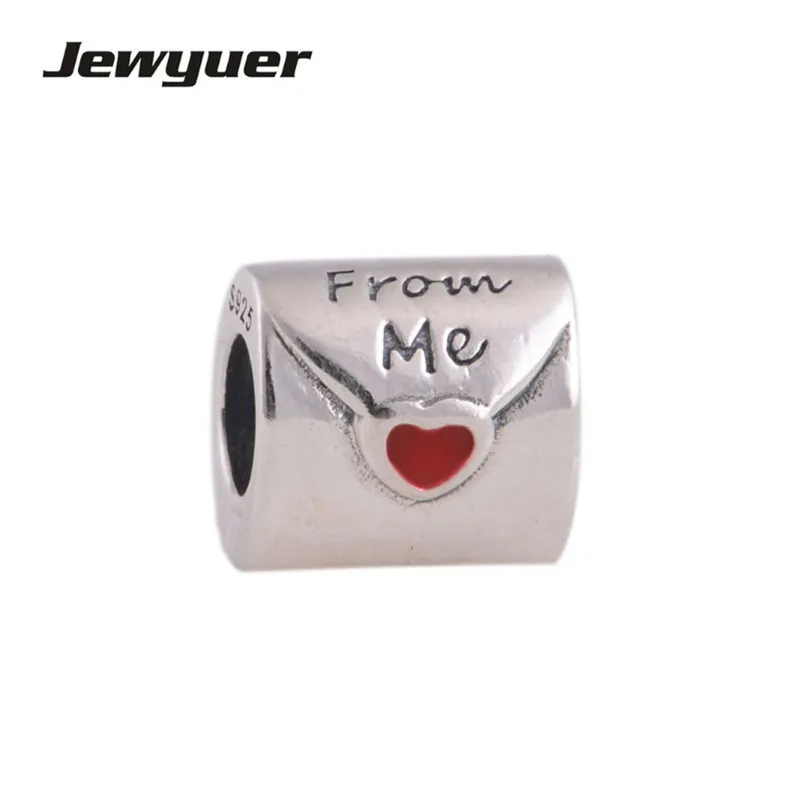 

Red enamel love letter beads Guaranteed 100% 925 sterling Silver Threaded Charms Diy Jewelry wholesale BE063