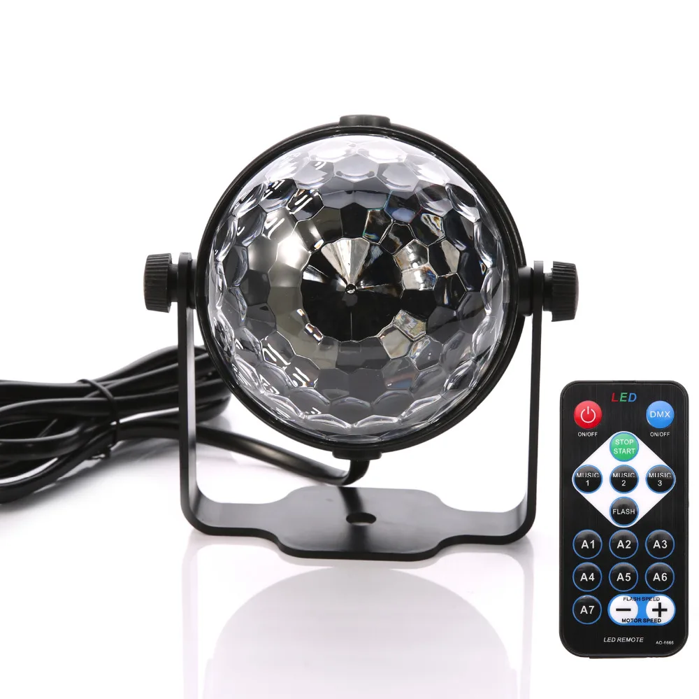 3W RGB Remote Led DJ Stage Light Magic Crystal Rotating Ball Sound/Auto