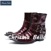 Christia Bella Для мужчин Брендовая дизайнерская обувь платье сапоги из натуральной кожи зимние Для мужчин ботинки до середины икры модные мотоциклетные ковбойские Армейские сапоги