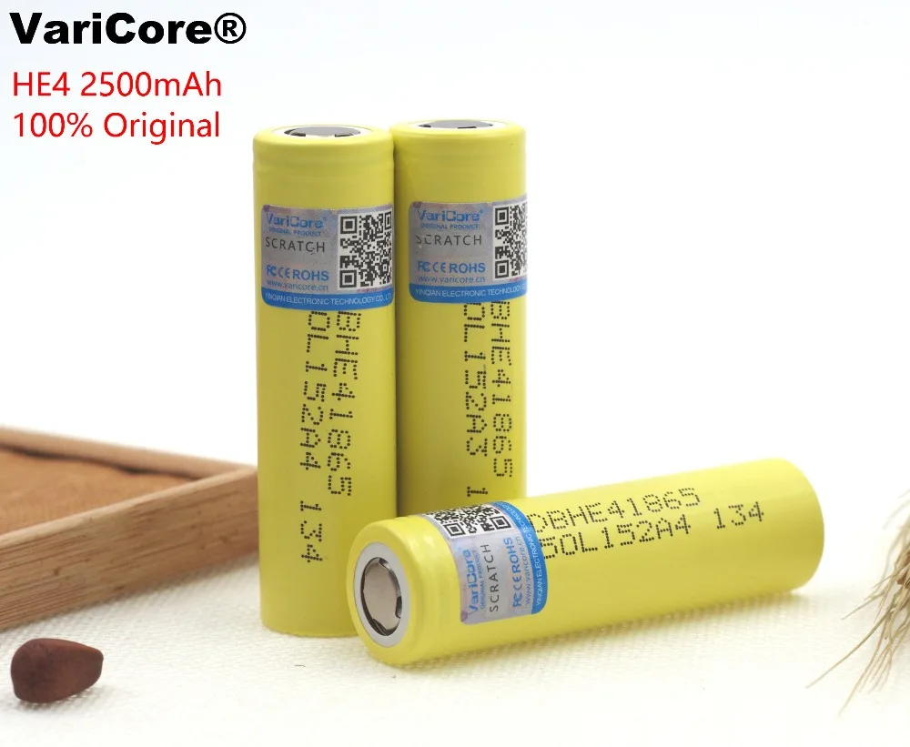 

1 pcs HE4 VariCore Original 2500 mAh Lithium Battery 18650 3.7 V Electronic Cigarette Power Discharge Batteries 20A Free shippin