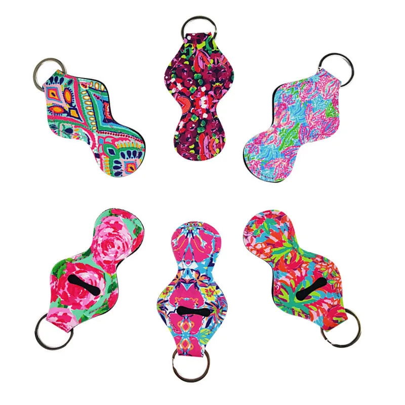 1pcs Neoprene Keychain Chapstick Holder Keyrings Lipstick Lip BalmHolders Party Favor Supplies