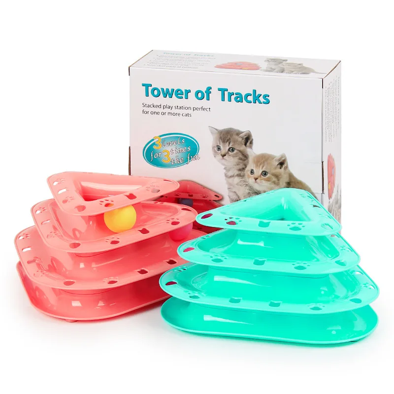 Jcpal забавные игрушки для кошек Trilaminar башня поворотный стол с вращающимся шаром тренировочный инструмент Противоскользящий Котенок Играть аттракцион дисковая пластина