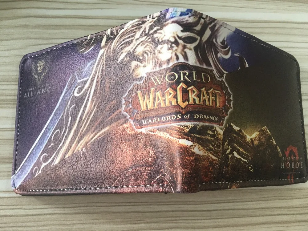 

2016 Newest The World of Warcraft Wallets Leather Slim Wallet WOW Alliance Horde Flag Purse Cool Movie Game Wallet For Men W338