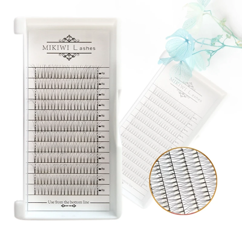 

MIKIWI russian volume lashes hand made premade fans 3D 0.07mm 12Rows root tape lashes extension makeup lashes eyelashes