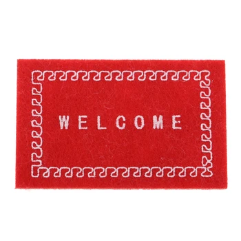 

Girls Mini Dollhouse Mat Welcome Mat Front Door Carpet for 1/12 Dollhouse Floor Rug Living Room Accessories Pink Red