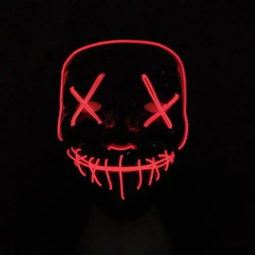 Хэллоуин вечерние светодиодный маска макияж тушь для ресниц Карнавальная маска неоновые огни Сияющие в темноте ужас светящаяся маска - Цвет: Red