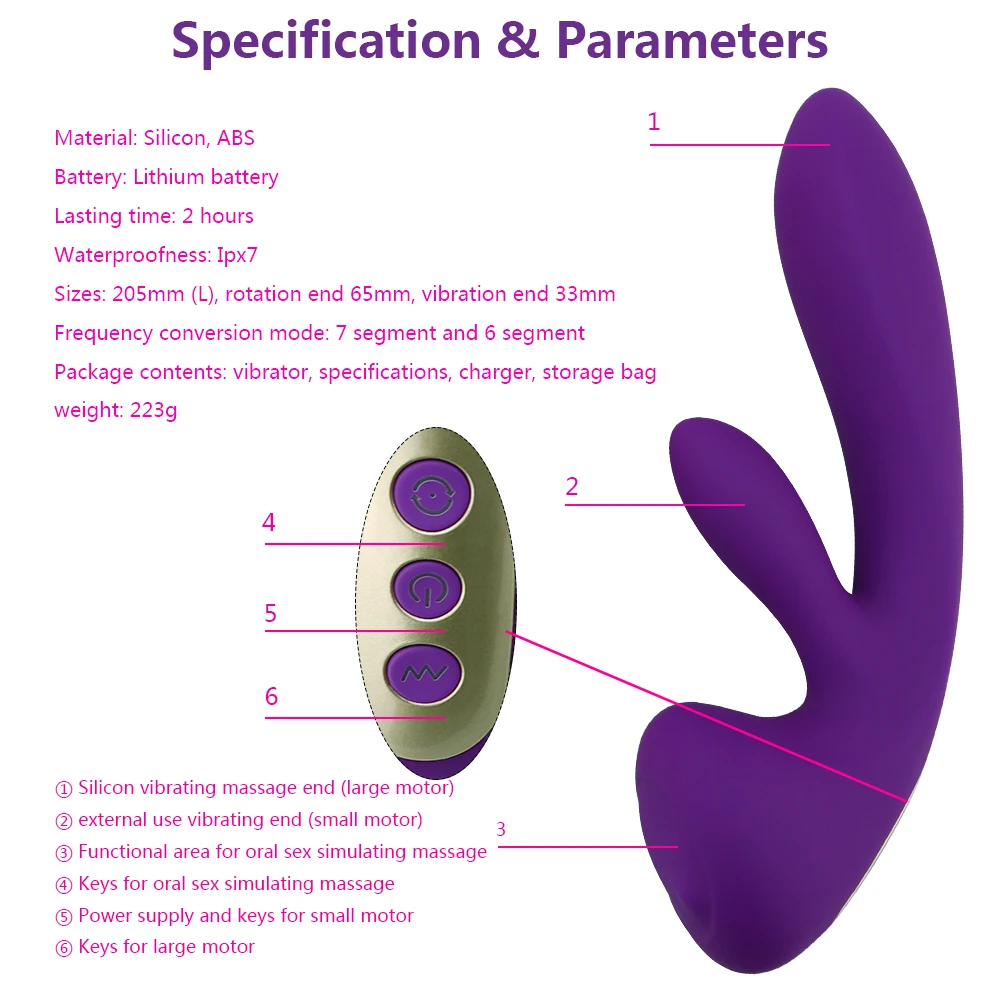 G-Spot Rabbit Waterproof Rechargeable Dildo Vibrator Adult Sex Toys for Women Massager Sex Product for Couples