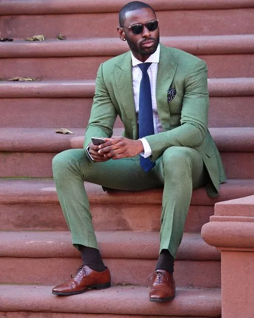 2018 Green Men Suit Cool Fashion Army Attractive Party
