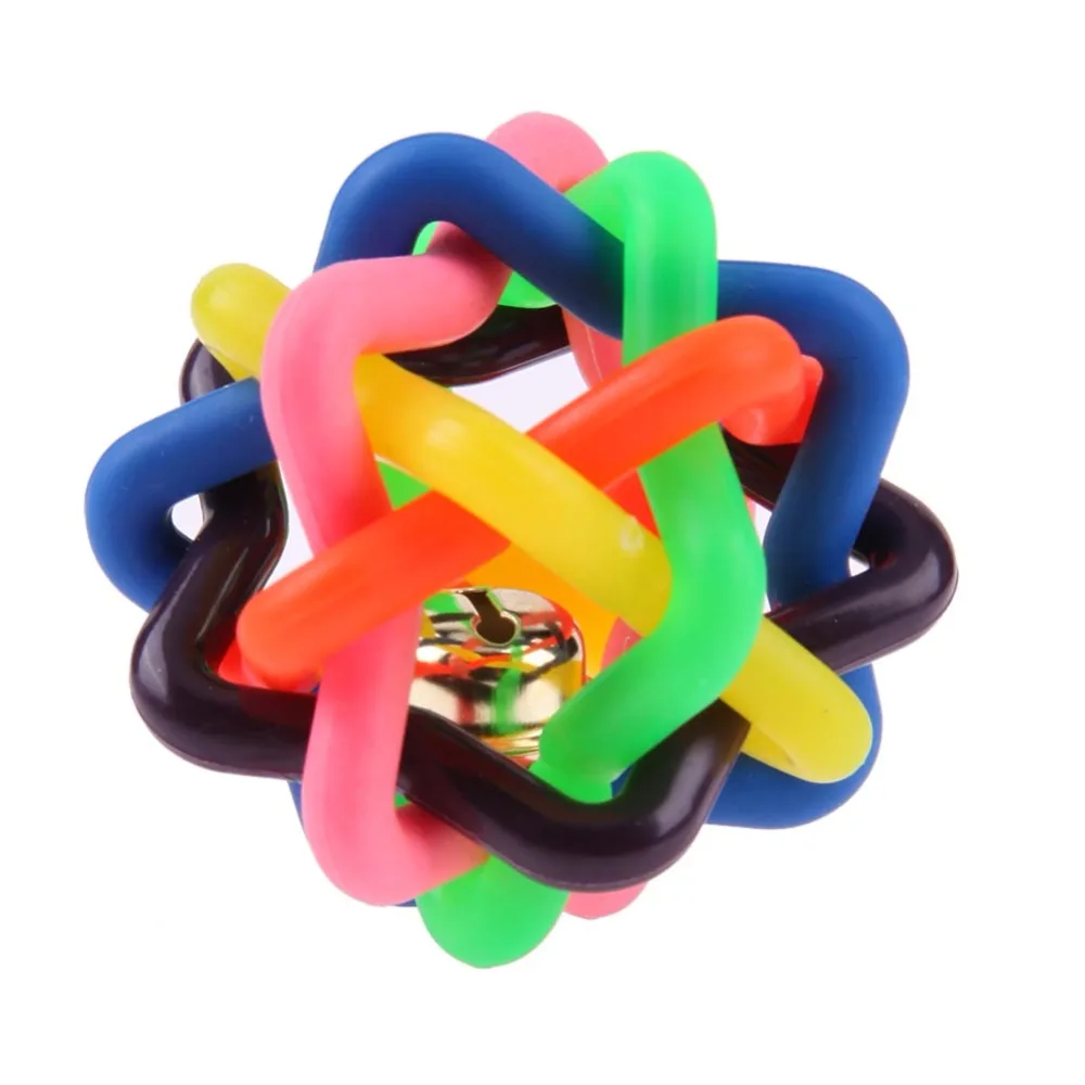 

Colorful Rubber Dog Toys Pet Dog Cat Toy Round Woven Ball with Small Bell Toys For Dog Cat Kitten Interactive Peoducts