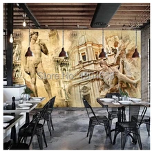送料無料カスタム 3d壁画彫刻の デビッド ヨーロッパ建築コーヒー ホール は テレビ背景の壁の壁紙(China)