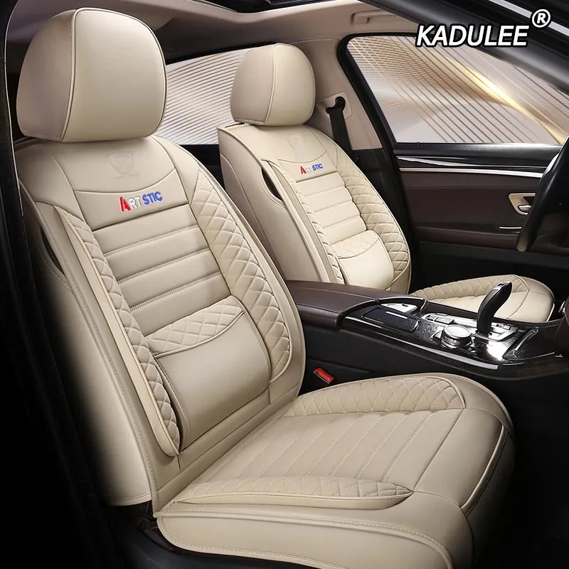 KADULEE кожаный чехол автокресла для mitsubishi pajero 4 2 sport outlander xl asx аксессуары lancer Чехлы для сидения автомобиля авто - Название цвета: beige