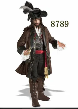 

free shipping Halloween Pirate men costume uniforms luxury clothing exports Pirates of the Caribbean game uniforms costumes