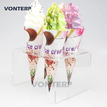 

GEJIGEMI 1 PC Transparent 4 Holder Acrylic Ice Cream Cone/ Sushi Hand Roll Stand /acrylic Cone Holder