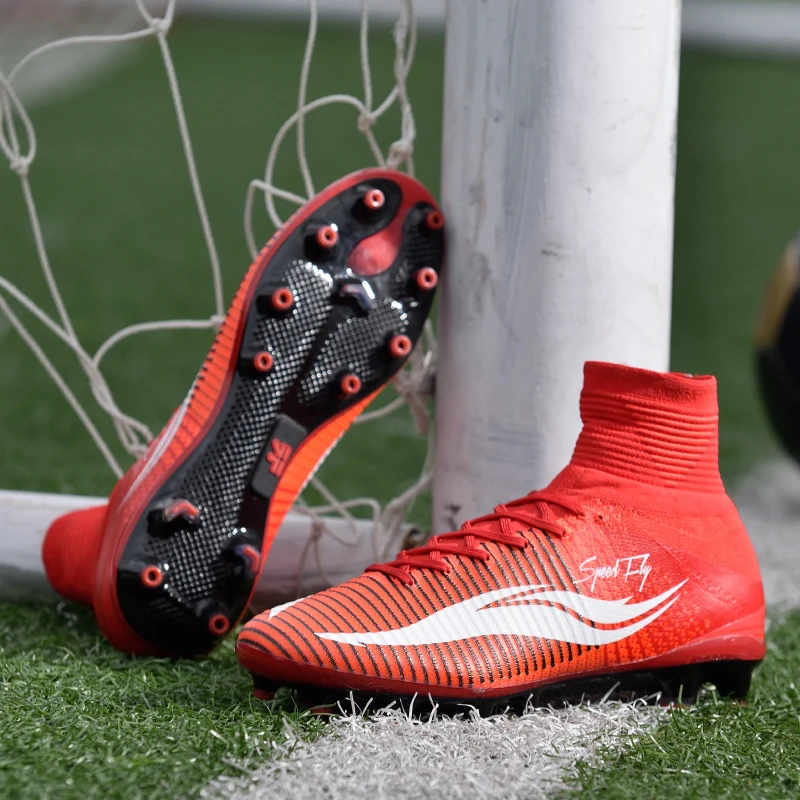 

Sufei Men Football Boots FG High Ankle Soccer Shoes Total Crimson White Phoenix Superfly Outdoor Training Cleats Trainer