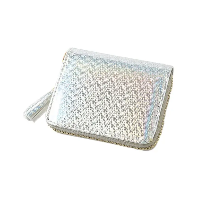 

Women Holographic Leather Mini Coin Change Purse Wallet Short Zipper Small Bag