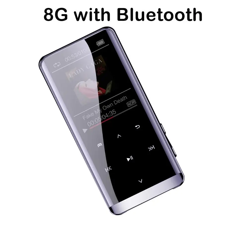 OTG MP3 плеер Диктофон Bluetooth 4,2 сенсорный экран 1,8 дюймов Портативный HIFI 5D музыкальный плеер 8 ГБ/16 г ультра тонкий mp3-плеер FM - Color: 8G with Bluetooth