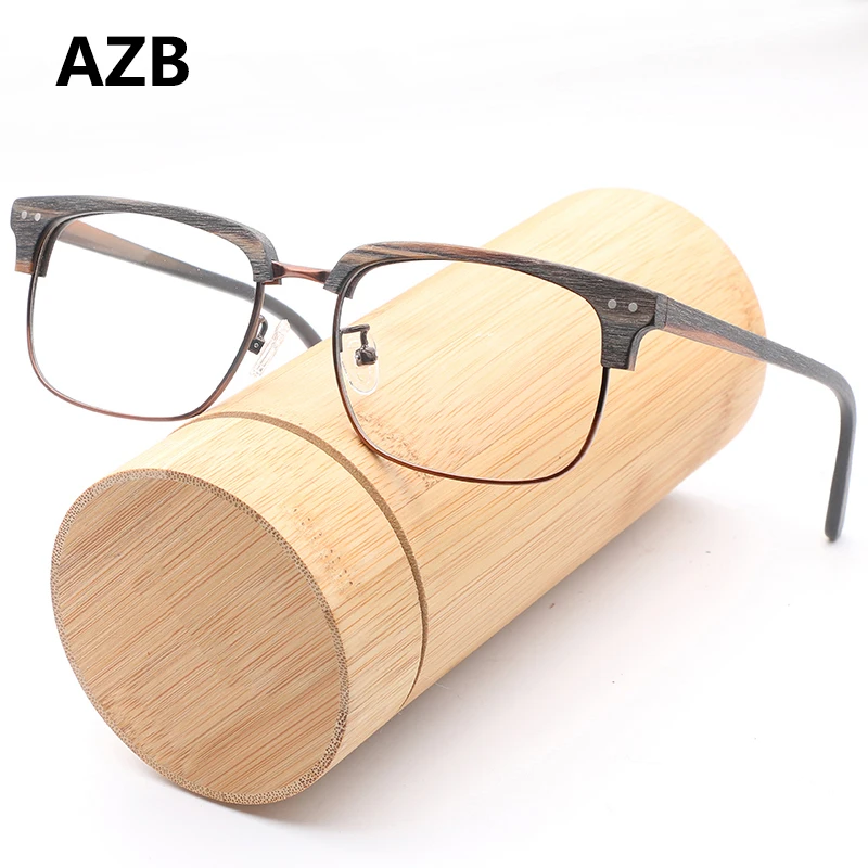 AZB, оптические очки, оправа из натурального дерева, полуоправа, прозрачные очки, деревянные очки для близорукости/дальнозоркости, оправы для очков по рецепту oculos