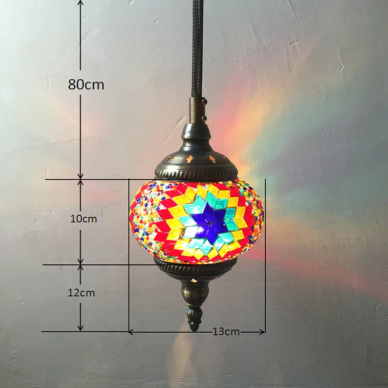  Artpad Mediterranean Style Decoration Handmade Turkish Pendant Light Glass Shades Mosaic Pendant La - 32885858161