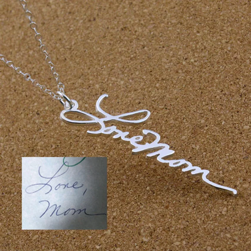 V привлекательный почерк ювелирные изделия на заказ Подпись кулон колье Femme вертикальное персонализированное вертикальное имя ожерелье для женщин подарок