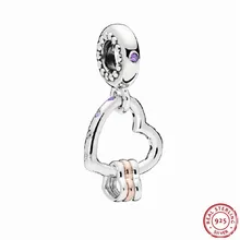 Новинка Lilas кристально чистый CZ Сердце изюминка Висячие бусины для самостоятельного изготовления ювелирных изделий Fit PANDORA Подвески Серебро 925 FL734