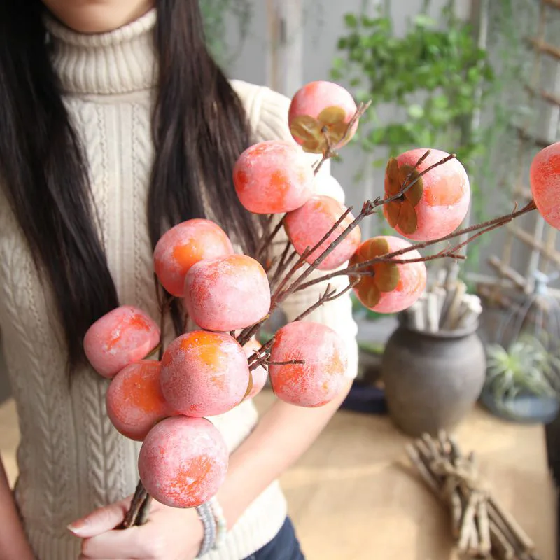 

1PC Simulation Fruit Persimmon Artificial Berry Simulation Fruit Fake Plant Wedding Decoration for Home Party Table Decoration