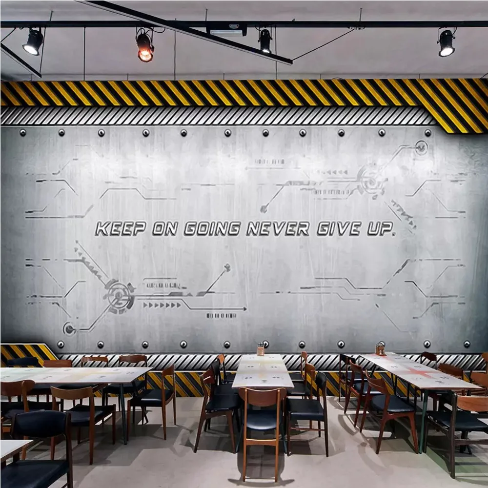 

Free Shipping Custom Wallpaper 3D Factory Theme Personality LOGO Cafe Bar Night Club KTV WallpaperTooling Wall Mural Painting