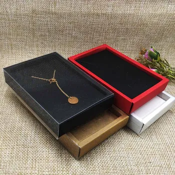 

50ps/Lot 2018 New Drawer Box Gifg Boxes For Necklace /Eaarring Packing PVC /Paper Cover Box