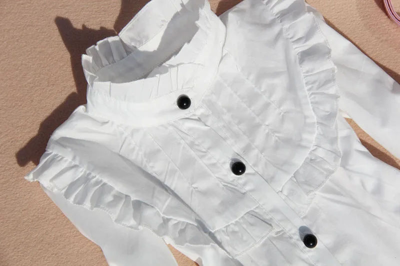 Новинка года, новая блузка для девочек детская одежда хлопковая Детская рубашка Белая школьная блузка для девочек однобортная детская одежда на возраст от 2 до 16 лет