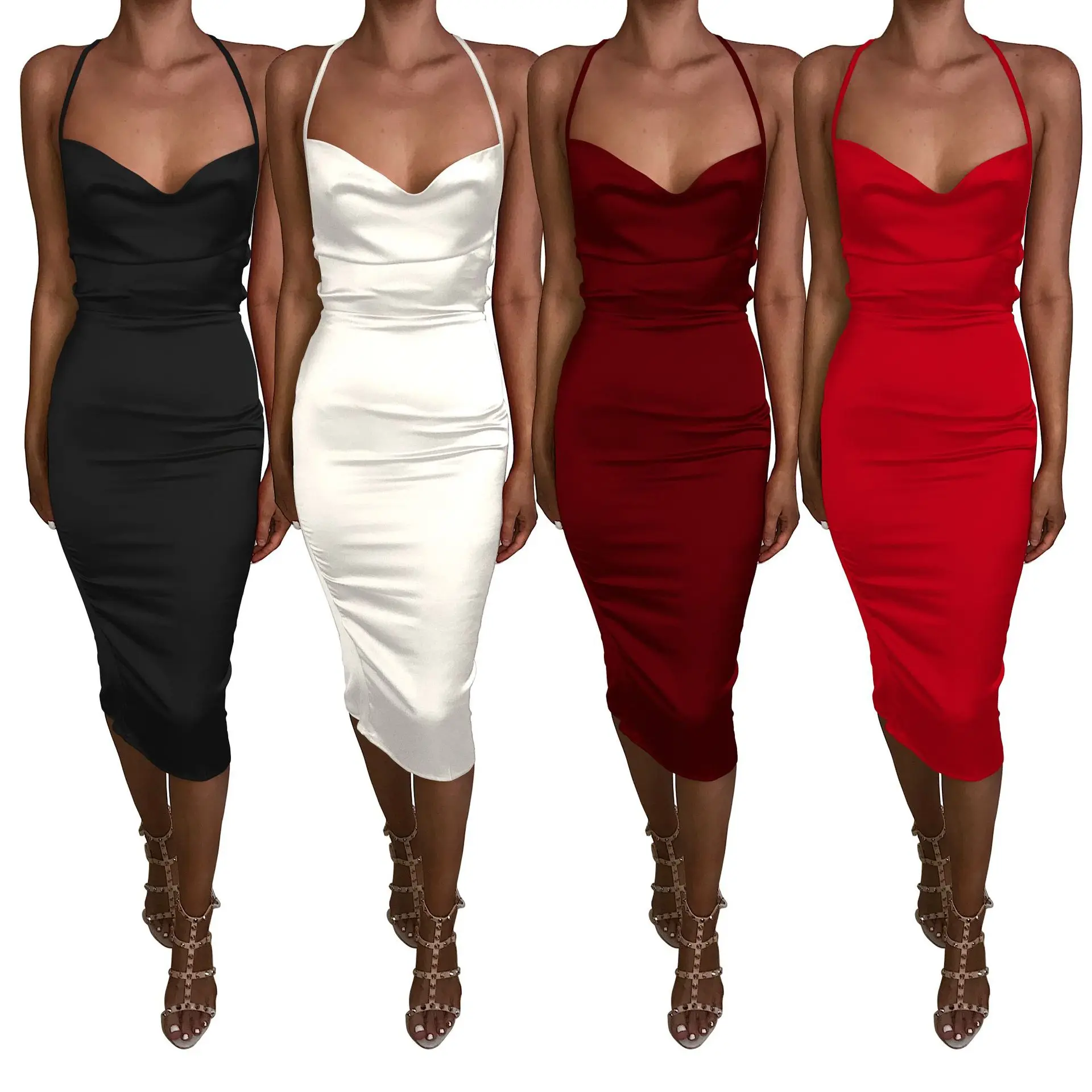 

European and American summer sexy slim dress with corset