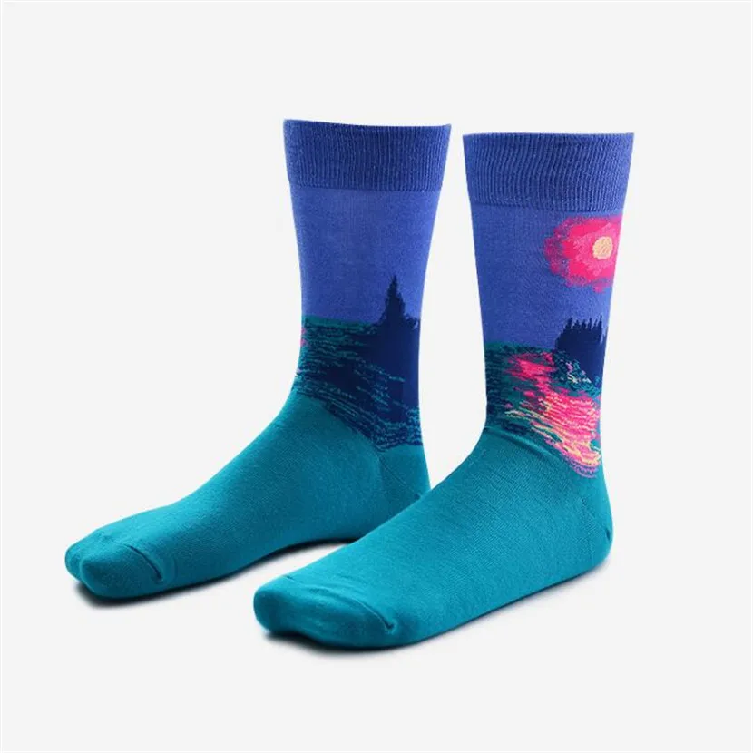 Новые хлопковые носки в стиле ретро для мужчин и женщин, с рисунком знаменитой серии, с рисунком, новинка, повседневные цветные носки в стиле Харадзюку, забавные - Цвет: 1