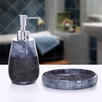 

2Pcs Resin Liquid Soap Dispenser Soap Dishes Set Luxury Brand Hotel Bathroom Kitchen Sink Shampoo Shower Gel Hand Pump Bottle